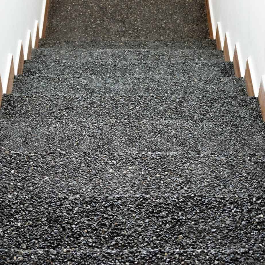 black marble chips washed terrazzo stairs