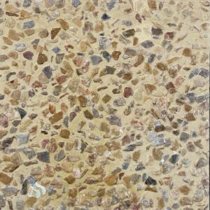 washed terrazzo exposed aggregate tile with yellow base and onyx marble chip