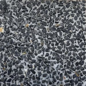 Washed terrazzo tiles exposed aggregate with black marble chips