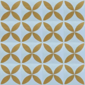 Moroccan pattern tile BIG PETALS design in white base and yellow petals