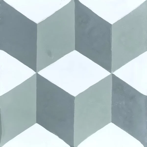 Moroccan pattern tile CUBES design in white & army green colors