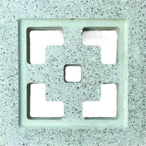 Concrete Breeze Blocks with green base and exposedx green marble chips surface design G15/120