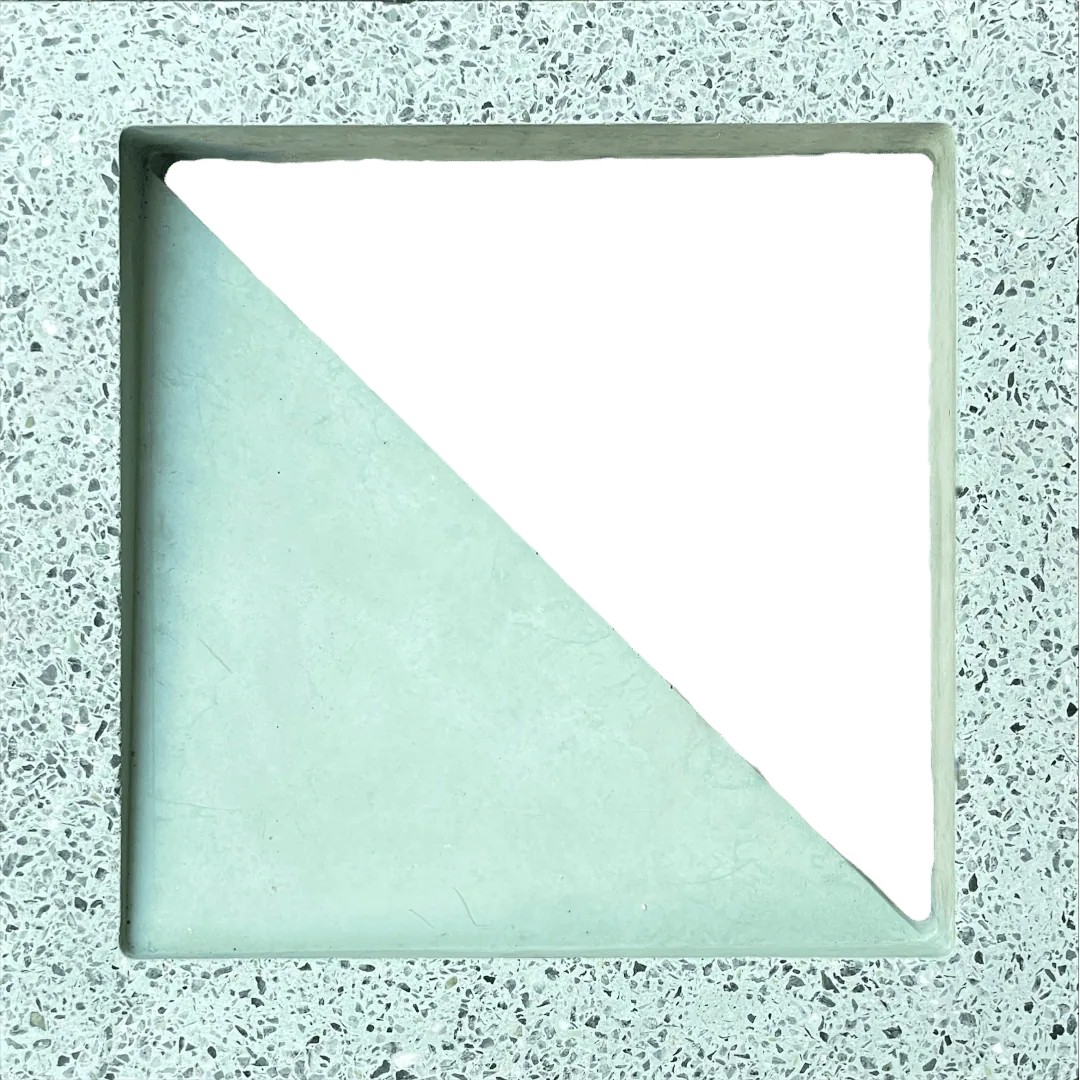 Concrete terrazzo Breeze Blocks Trio Jaali in green base with green marble chips G15/G120