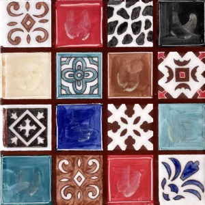 hand painted tile in morrocan pattern design