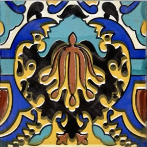 hand painted tile in morrocan pattern design