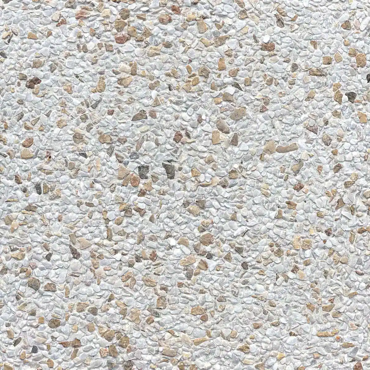 Concrete washed terrazzo or exposed aggregate tile with white base and ivory white marble chips PW175-1800/CB-900/W