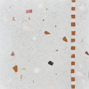 Terrazzo tile white base with ivory marble chips along with red ,white and beige marble chunk PW15/W Size:24"x24"