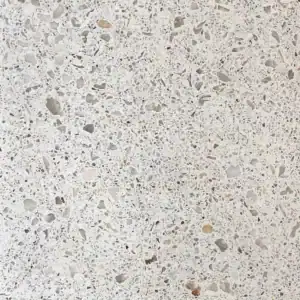 White terrazzo tile with ivory mixed size marble chips - PW15/PW2-50p/W (Reference size:12"x12")