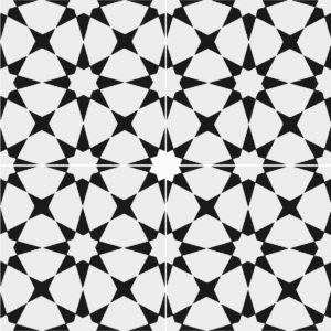 moroccan pattern tile stars in black and white
