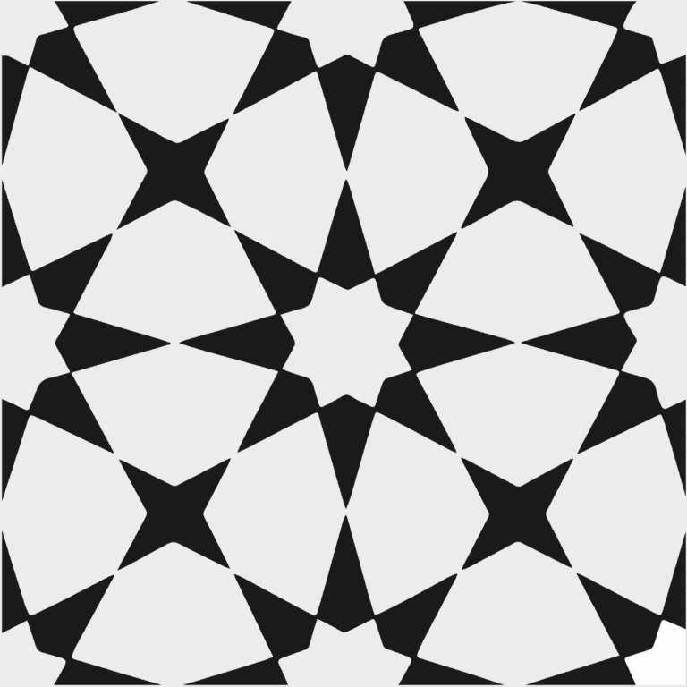 moroccan pattern tile stars in black and white