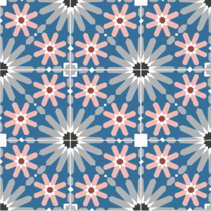 moroccan pattern tile treasure in blue and pink