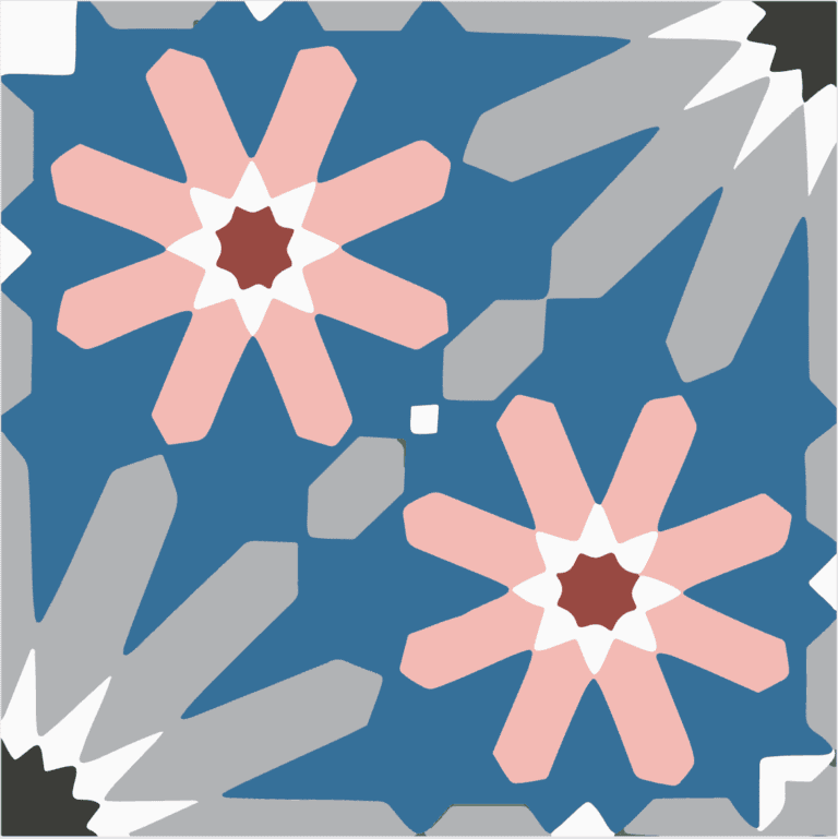 moroccan pattern tile treasure in blue and pink