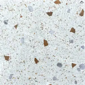 Terrazzo tile with white base, yellow and white marble chipe with Yellow and white marble chunks SW175/BC/SW2/Y2/W (Reference Image Size:12"x12")