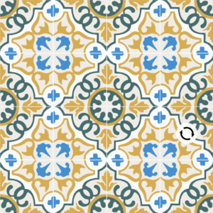 moroccan pattern tile Agadir in Blue and Mustard