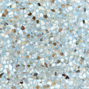 Terrazzo tile with blue base, Brown,Red and Grey Marble PW2/V2-250/NP2/BLU360 (Reference Image Size:12"x12")