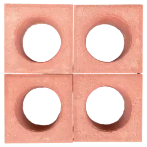 circles design breeze block in terracotta in size:4"x4"